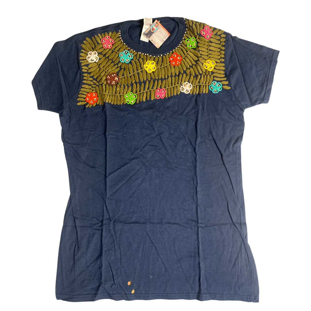 Luzy Hand Embroidered Fitted T-Shirt - Mexico Apparel La Vie Bien Luzy Hand Embroidered Fitted T-Shirt - Mexico