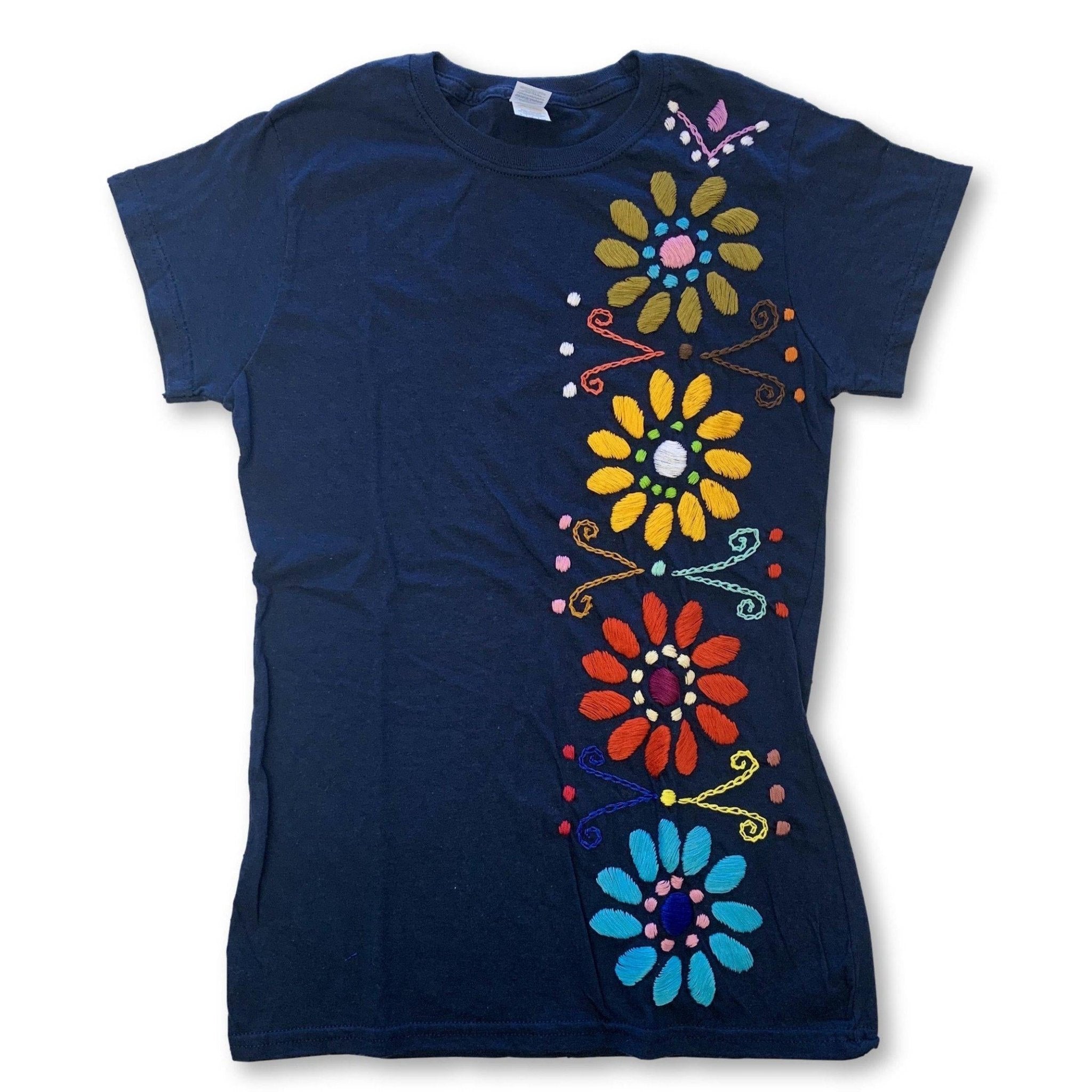 Luzy Hand Embroidered Fitted T-Shirt - Mexico Apparel La Vie Bien Luzy Hand Embroidered Fitted T-Shirt - Mexico