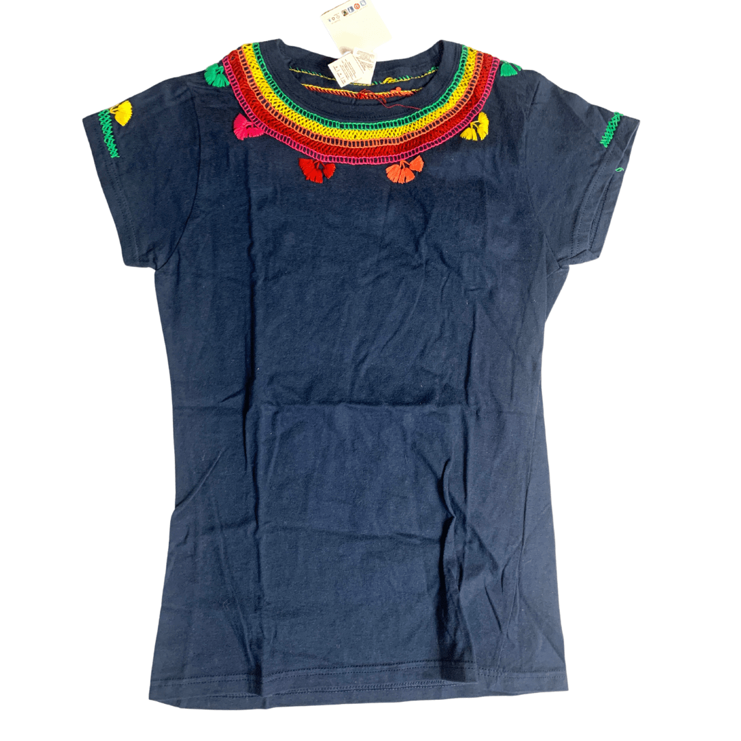 Luzy Hand Embroidered Fitted T-Shirt - Mexico Apparel La Vie Bien Luzy Hand Embroidered Fitted T-Shirt - Mexico