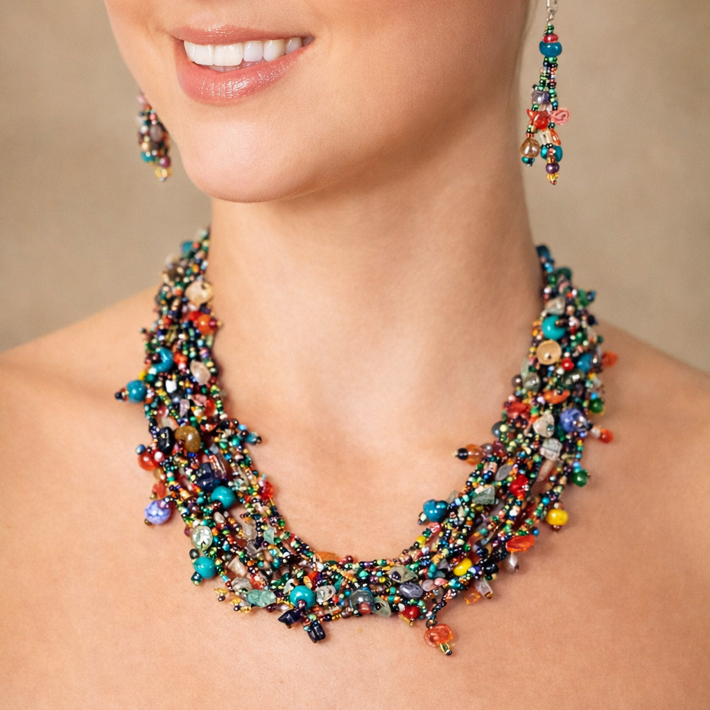 Luzy Beaded Necklace with Magnetic Closure - Guatemala