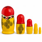 Set of 5 Semenov Style Red Scarf Matryoshka Wooden Nesting Dolls