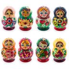Set of 2 Wooden Floral Nesting Dolls - Matryoshka Salt and Pepper Shakers