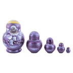 Bourbon Color with White Flowers Wooden  Nesting Dolls
