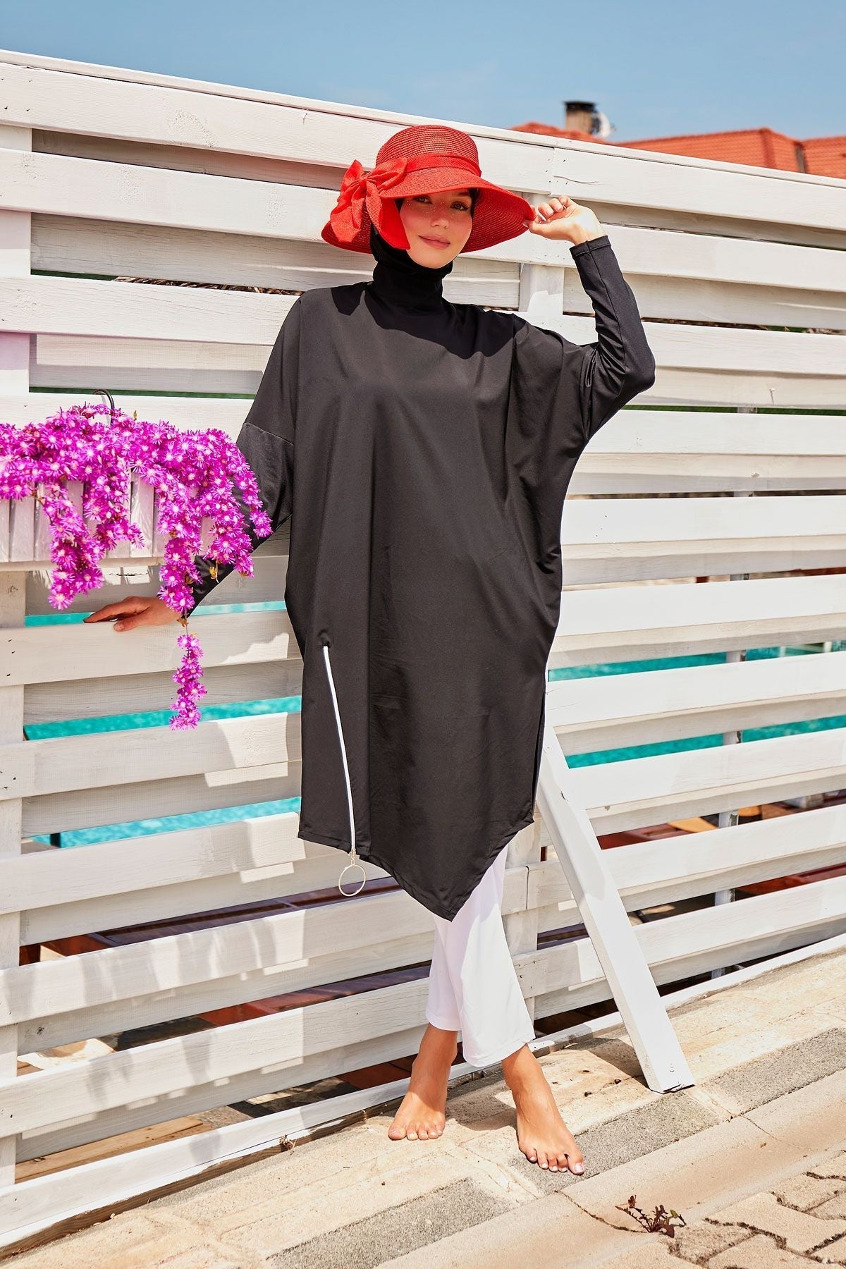 Lycra Black Burkini Modest Swimwear M2318 Covered Burkini Swimwear La Vie Bien Lycra Black Burkini Modest Swimwear M2318