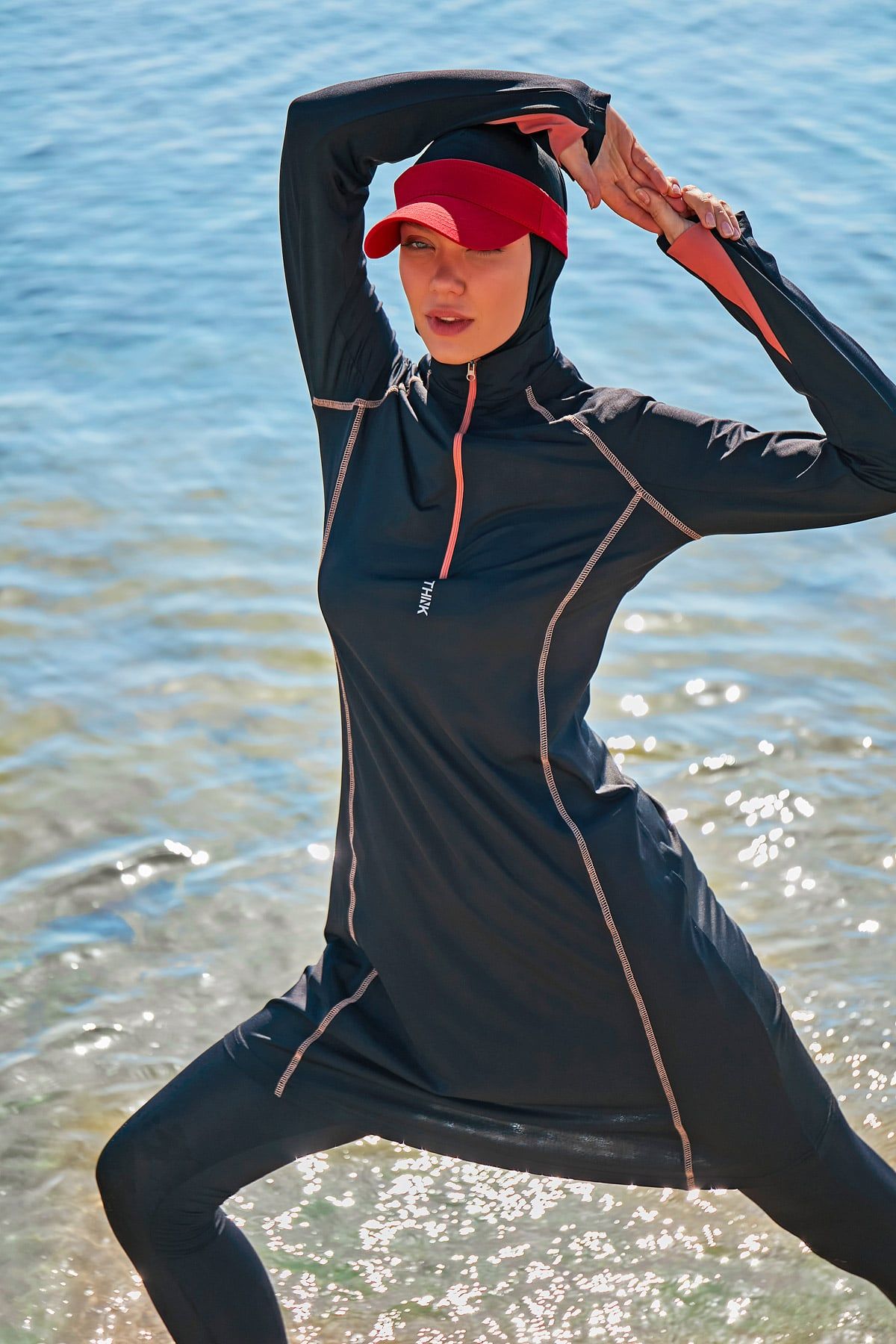 Lycra Black Burkini Modest Swimwear M2333 Covered Burkini Swimwear La Vie Bien Lycra Black Burkini Modest Swimwear M2333