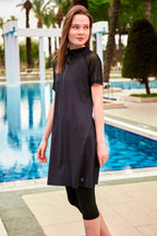 Lycra Black Burkini Modest Swimwear M2448 Semi Modest Swimwear La Vie Bien Lycra Black Burkini Modest Swimwear M2448