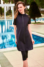 Lycra Black Burkini Modest Swimwear M2448 Semi Modest Swimwear La Vie Bien Lycra Black Burkini Modest Swimwear M2448