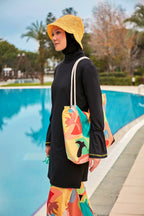 Lycra Black Burkini Modest Swimwear M2473 Covered Burkini Swimwear La Vie Bien Lycra Black Burkini Modest Swimwear M2473