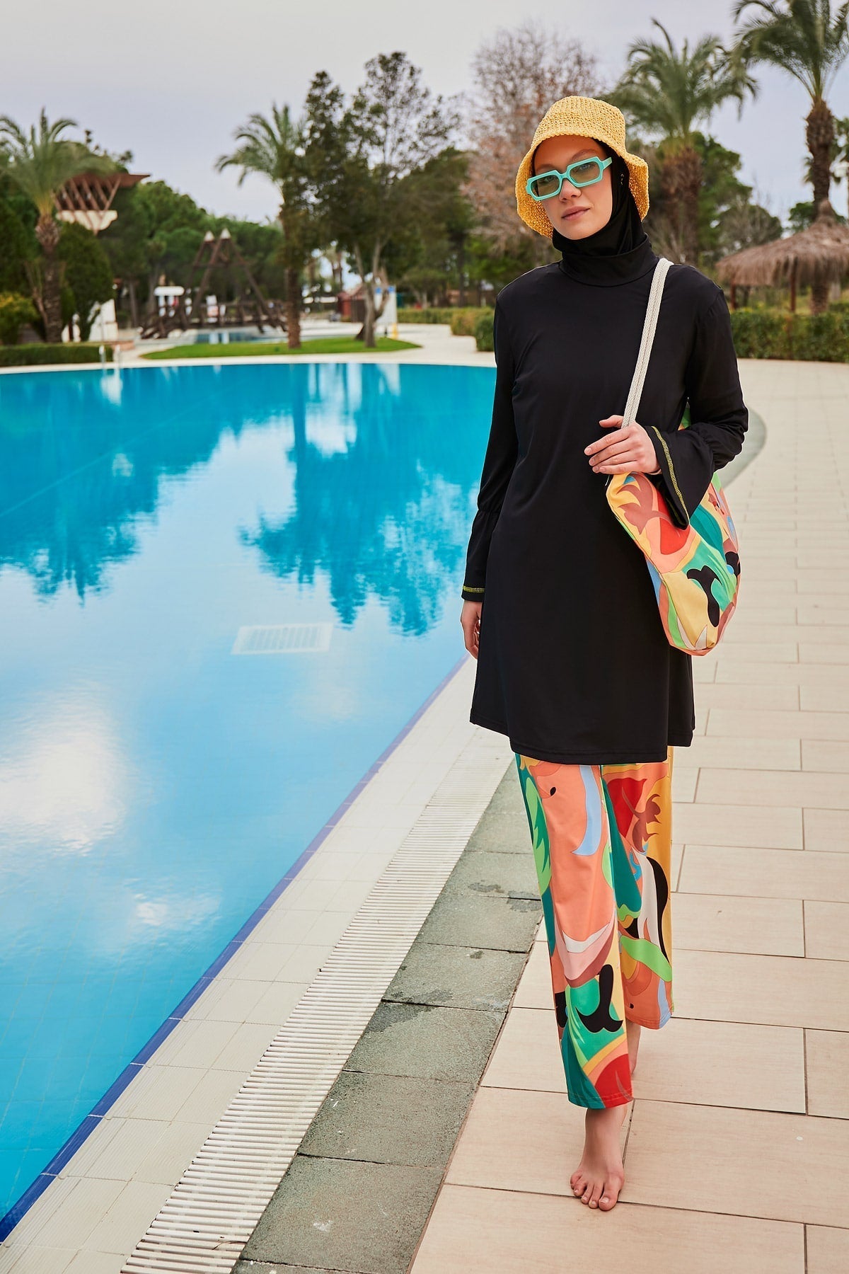 Lycra Black Burkini Modest Swimwear M2473 Covered Burkini Swimwear La Vie Bien Lycra Black Burkini Modest Swimwear M2473