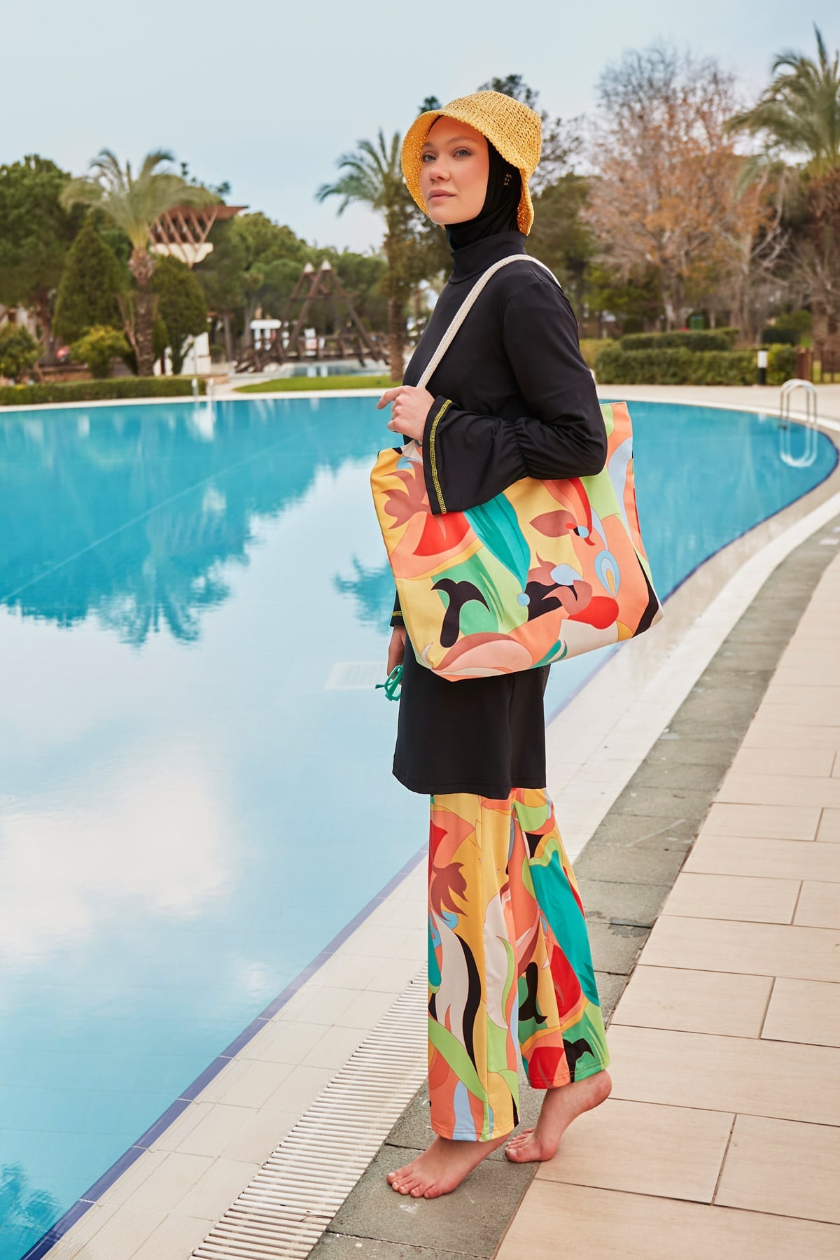 Lycra Black Burkini Modest Swimwear M2473 Covered Burkini Swimwear La Vie Bien Lycra Black Burkini Modest Swimwear M2473