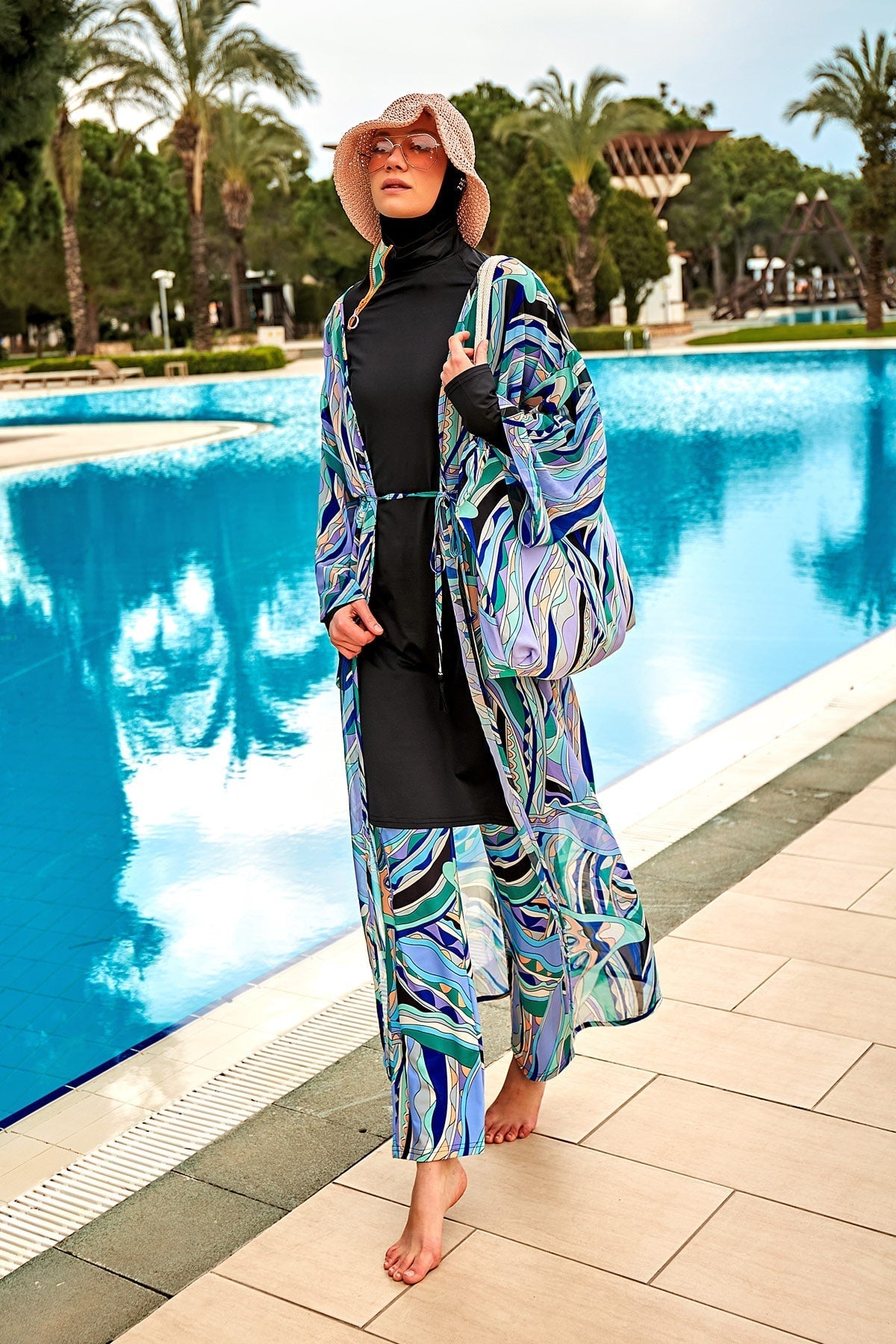 Lycra Black Burkini Modest Swimwear M2477 Covered Burkini Swimwear La Vie Bien Lycra Black Burkini Modest Swimwear M2477