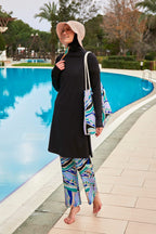 Lycra Black Burkini Modest Swimwear M2477 Covered Burkini Swimwear La Vie Bien Lycra Black Burkini Modest Swimwear M2477