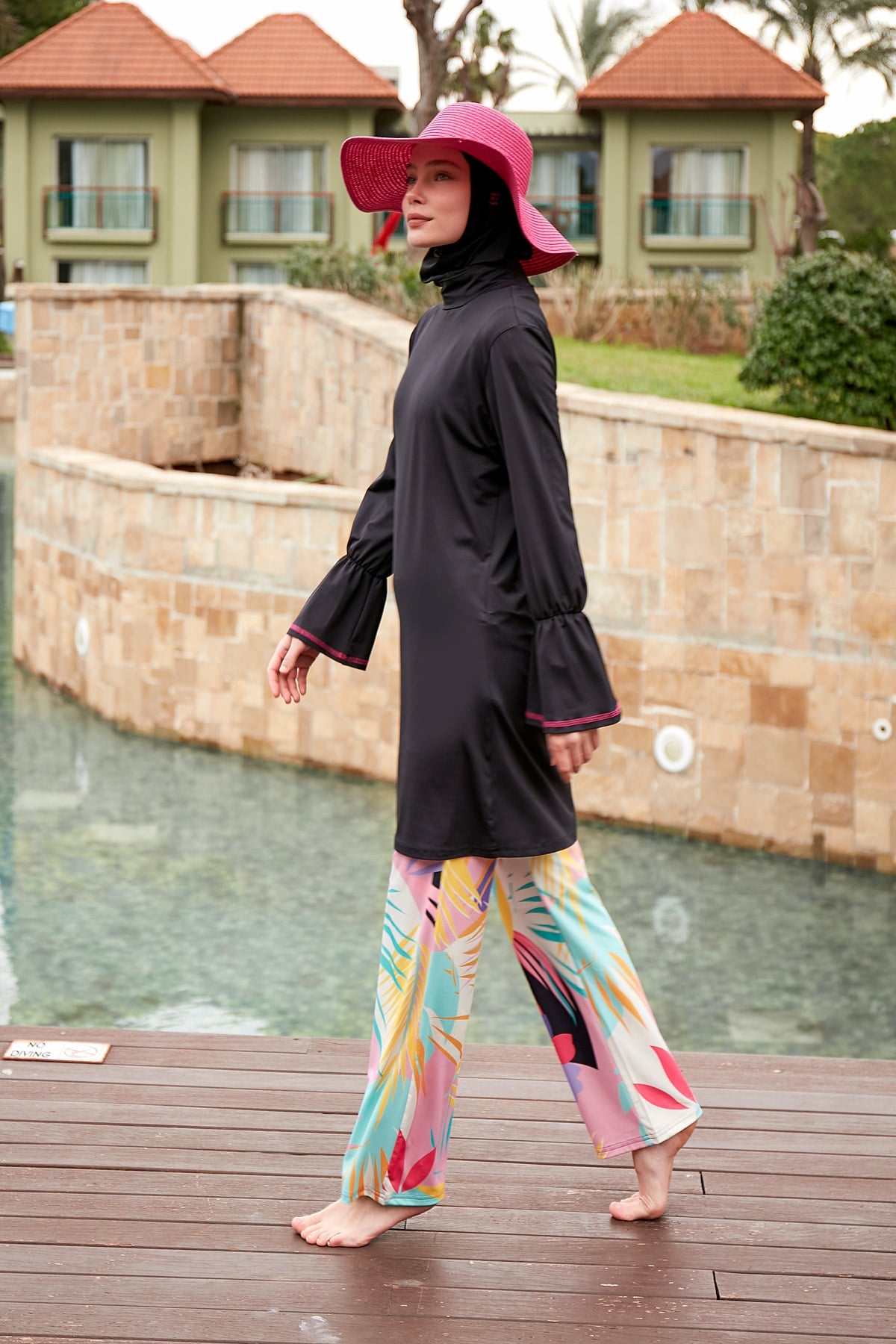 Lycra Black Burkini Modest Swimwear M2480 Covered Burkini Swimwear La Vie Bien Lycra Black Burkini Modest Swimwear M2480