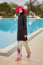 Lycra Black Burkini Modest Swimwear M2480 Covered Burkini Swimwear La Vie Bien Lycra Black Burkini Modest Swimwear M2480