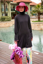 Lycra Black Burkini Modest Swimwear M2480 Covered Burkini Swimwear La Vie Bien Lycra Black Burkini Modest Swimwear M2480