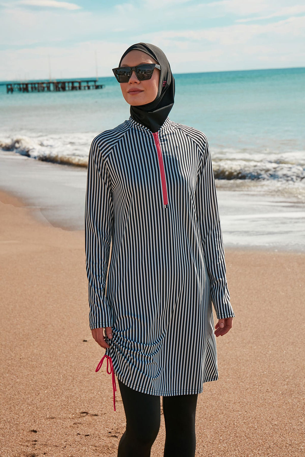 Lycra Black Burkini Modest Swimwear M2488 Covered Burkini Swimwear La Vie Bien Lycra Black Burkini Modest Swimwear M2488