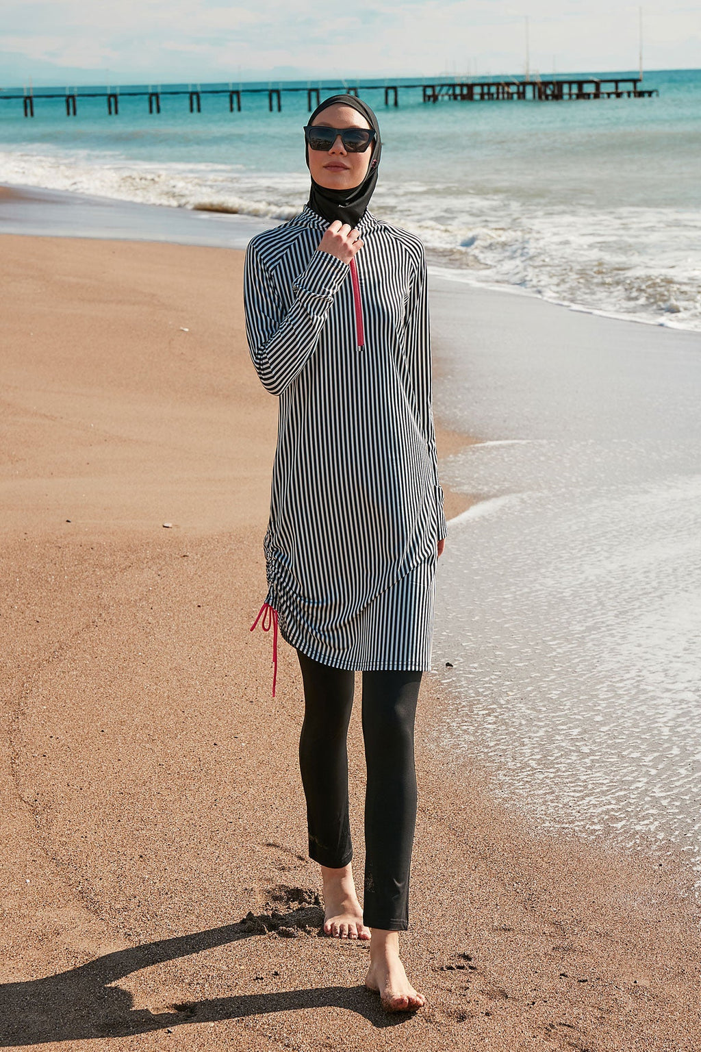 Lycra Black Burkini Modest Swimwear M2488 Covered Burkini Swimwear La Vie Bien Lycra Black Burkini Modest Swimwear M2488