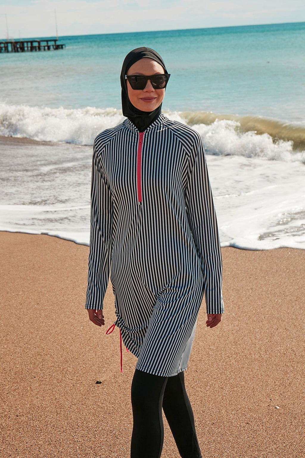 Lycra Black Burkini Modest Swimwear M2488 Covered Burkini Swimwear La Vie Bien Lycra Black Burkini Modest Swimwear M2488