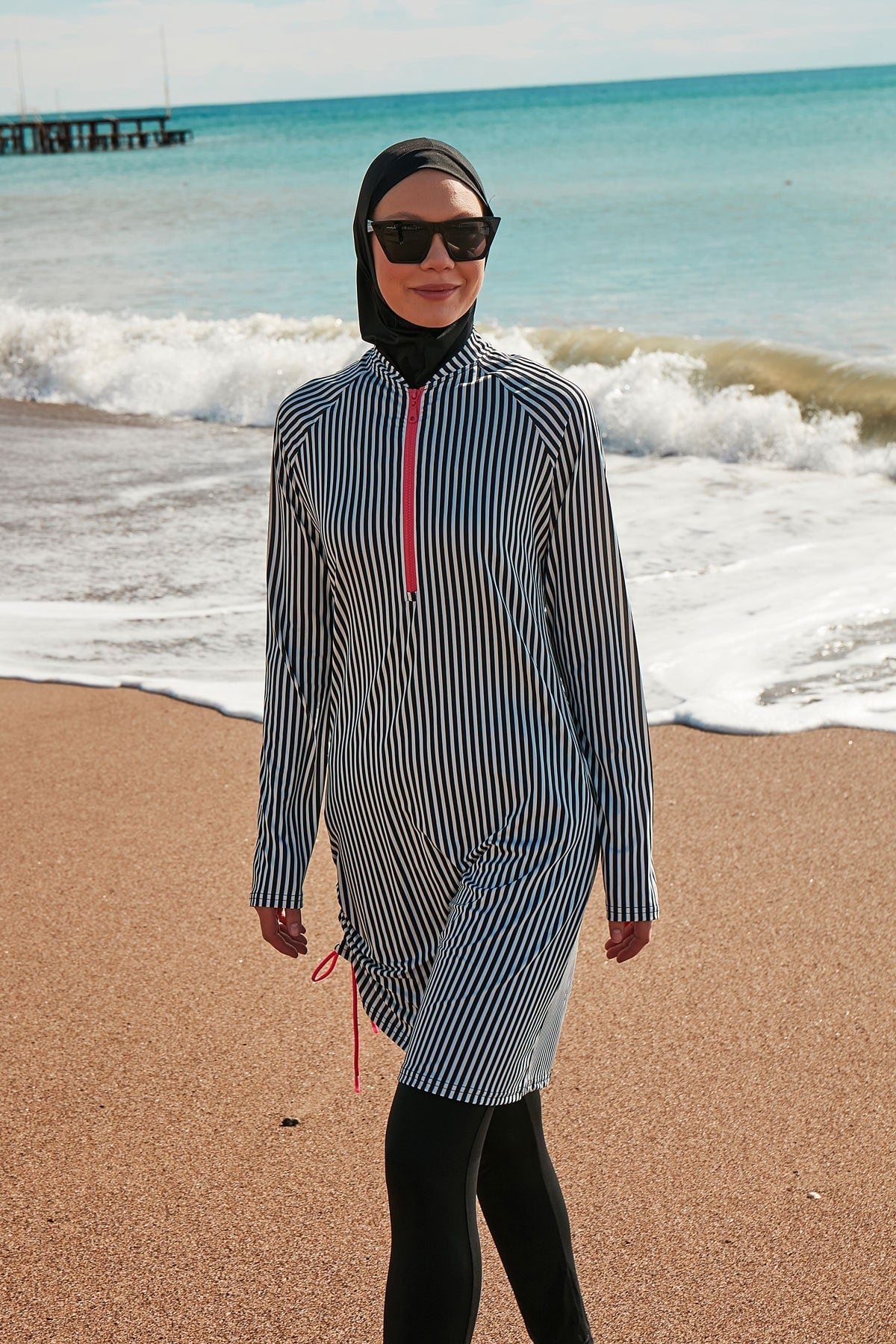 Lycra Black Burkini Modest Swimwear M2488 Covered Burkini Swimwear La Vie Bien Lycra Black Burkini Modest Swimwear M2488