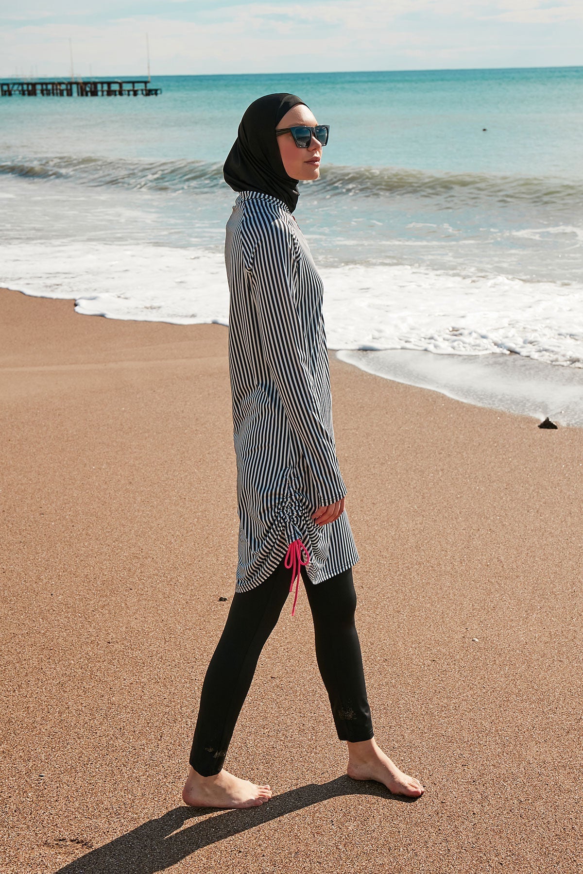 Lycra Black Burkini Modest Swimwear M2488 Covered Burkini Swimwear La Vie Bien Lycra Black Burkini Modest Swimwear M2488