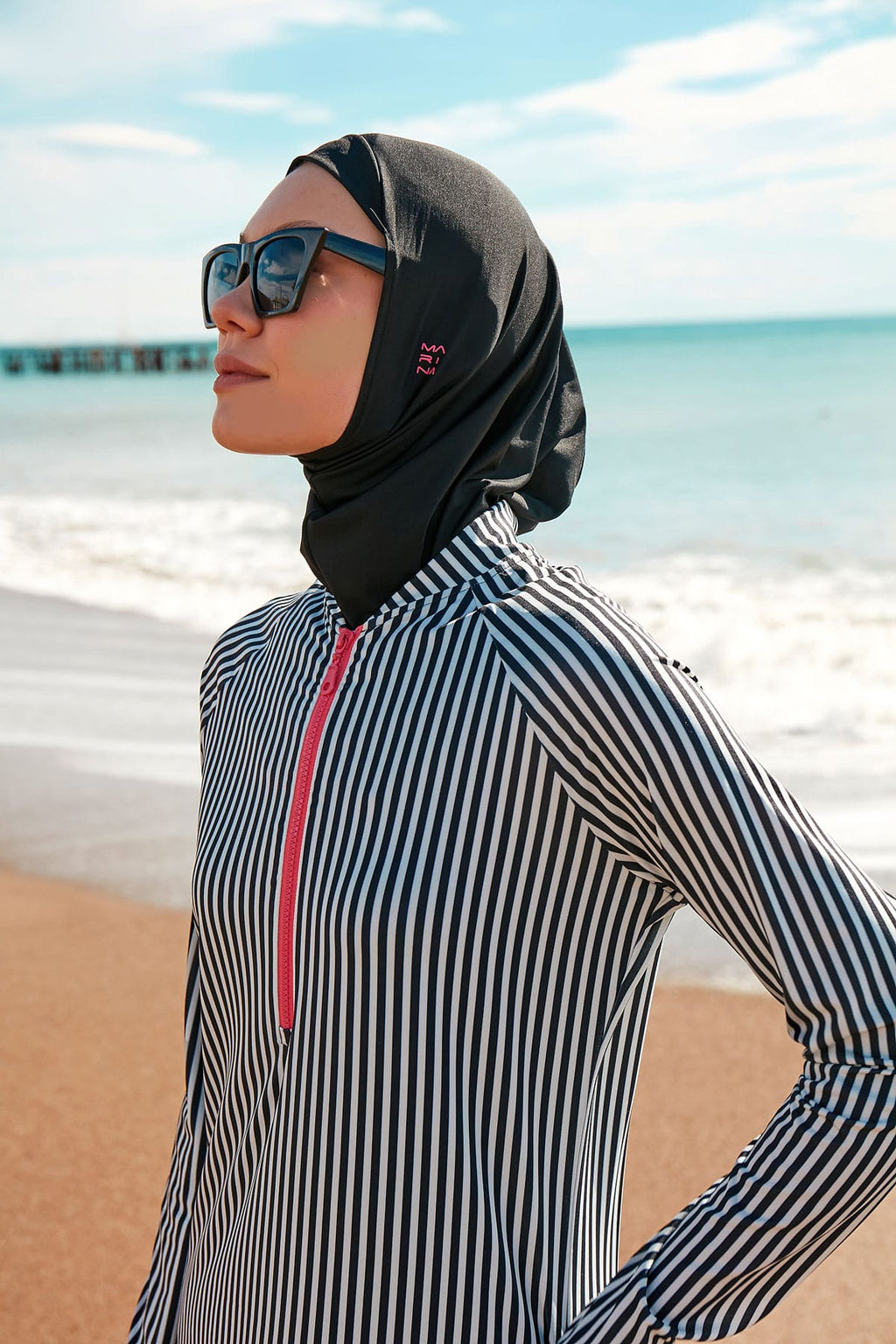 Lycra Black Burkini Modest Swimwear M2488 Covered Burkini Swimwear La Vie Bien Lycra Black Burkini Modest Swimwear M2488