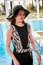Lycra Black Coverage Swimsuit M2451 Semi Modest Swimwear La Vie Bien Lycra Black Coverage Swimsuit M2451