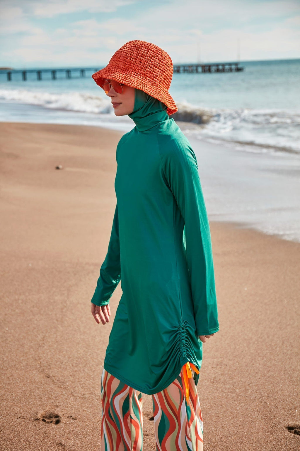 Lycra Green Burkini Modest Swimwear M2493 Covered Burkini Swimwear La Vie Bien Lycra Green Burkini Modest Swimwear M2493