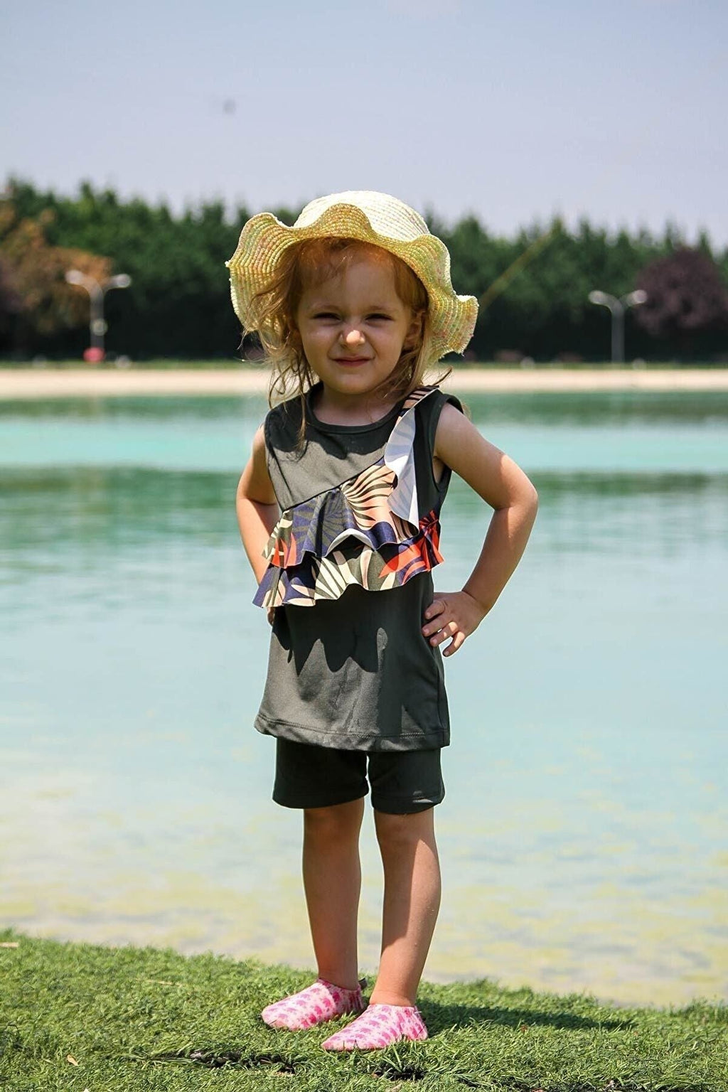 Lycra Khaki Kids Swimsuit K2212 Kız Çocuk Mayo La Vie Bien Lycra Khaki Kids Swimsuit K2212