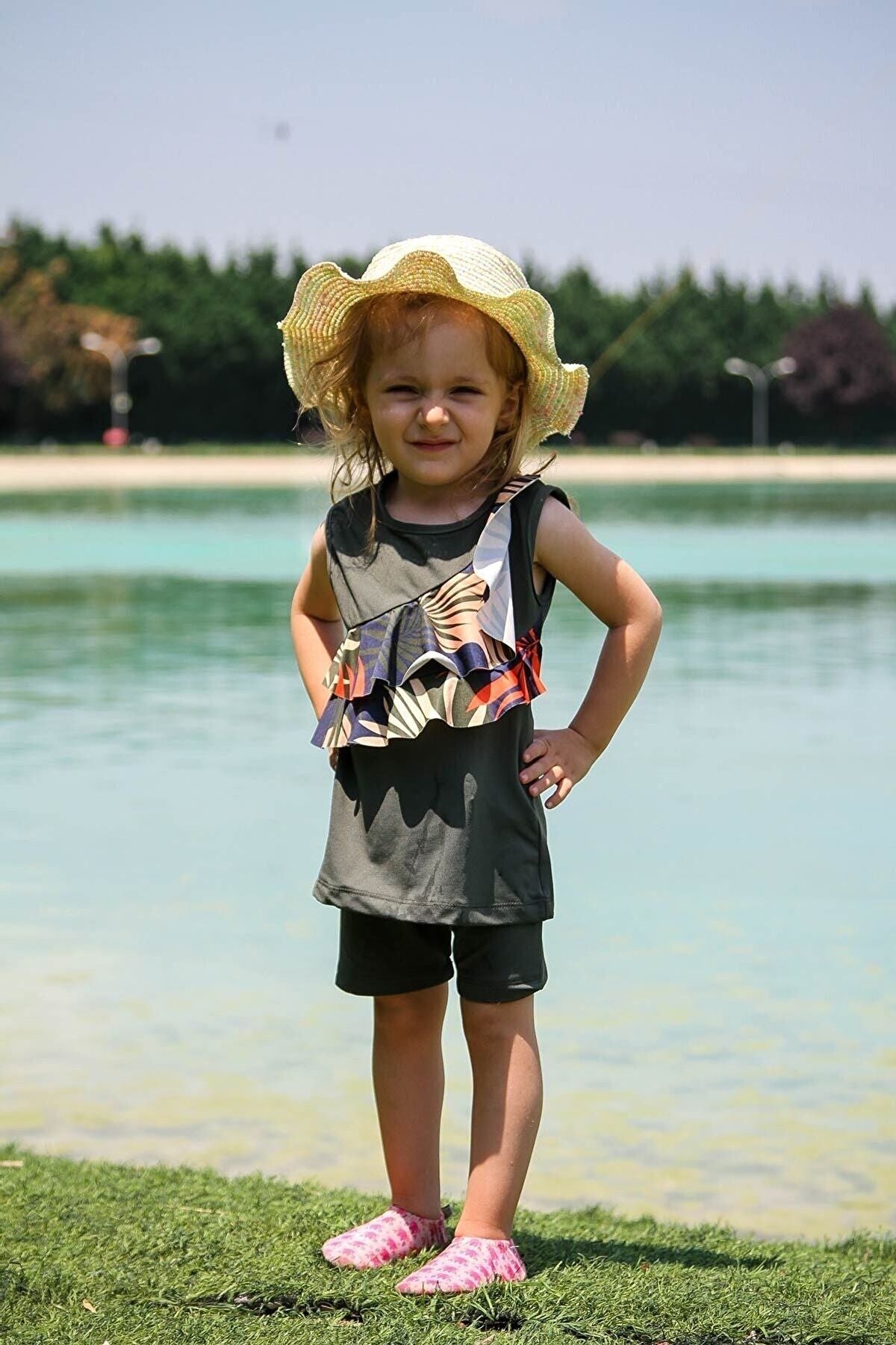 Lycra Khaki Kids Swimsuit K2212 Kız Çocuk Mayo La Vie Bien Lycra Khaki Kids Swimsuit K2212