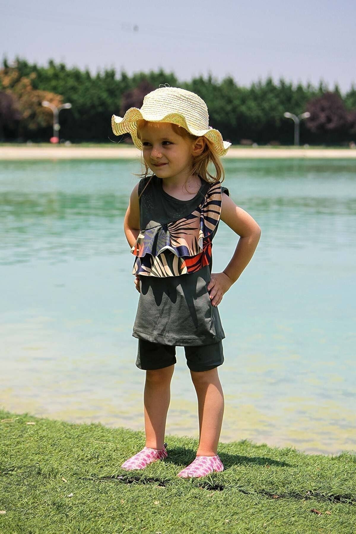 Lycra Khaki Kids Swimsuit K2212 Kız Çocuk Mayo La Vie Bien Lycra Khaki Kids Swimsuit K2212