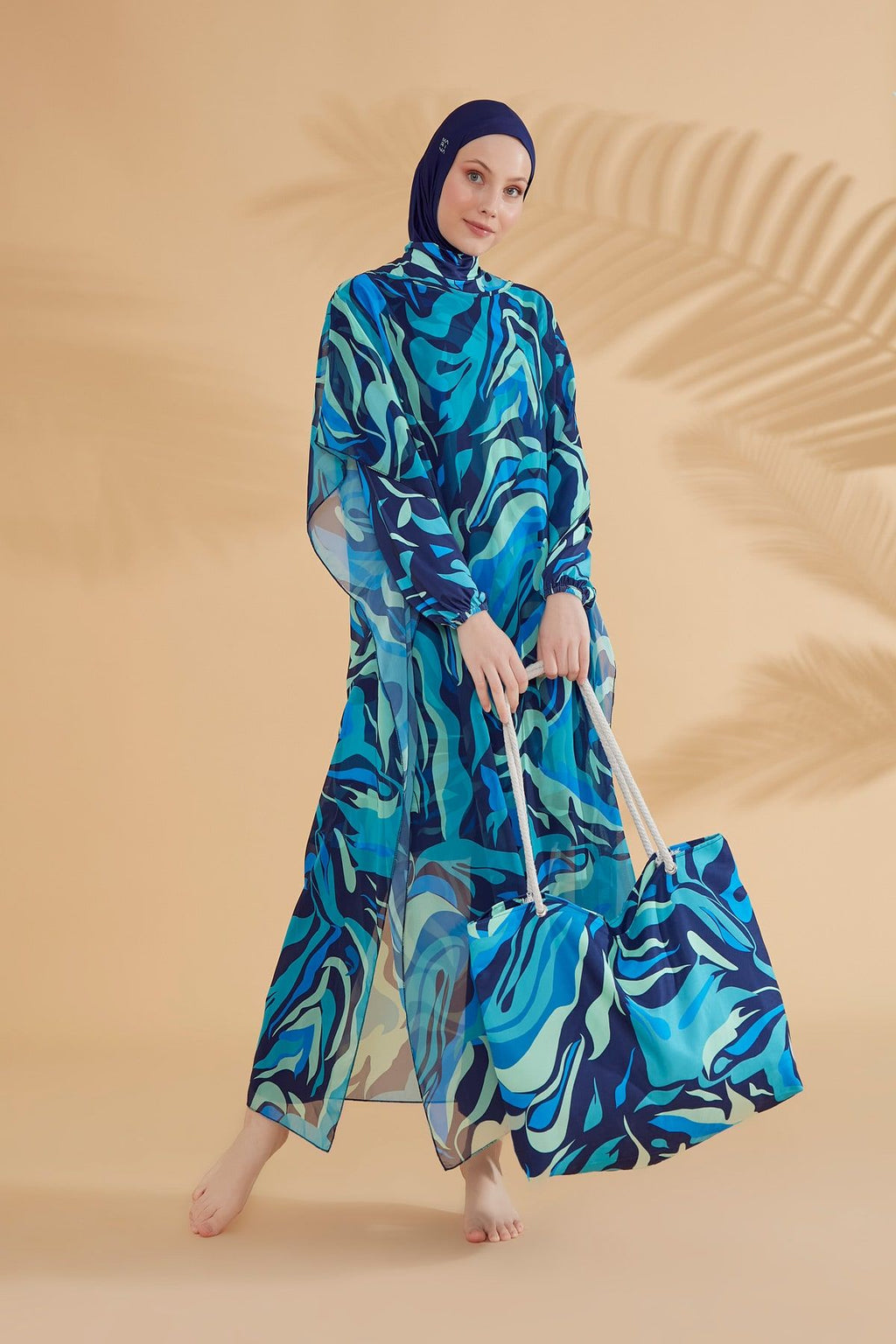 Lycra Navy Burkini Modest Swimwear M2334 Covered Burkini Swimwear La Vie Bien Lycra Navy Burkini Modest Swimwear M2334