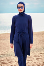 Lycra Navy Burkini Modest Swimwear M2462 Covered Burkini Swimwear La Vie Bien Lycra Navy Burkini Modest Swimwear M2462