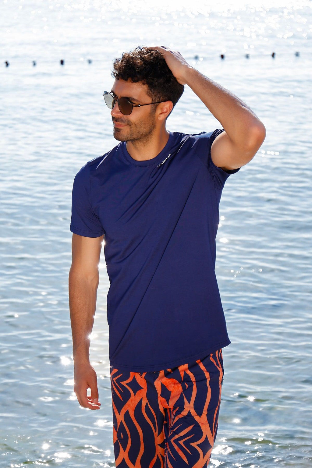 Lycra Navy Men's Swim Shirts T2343 Erkek Tişört La Vie Bien Lycra Navy Men's Swim Shirts T2343