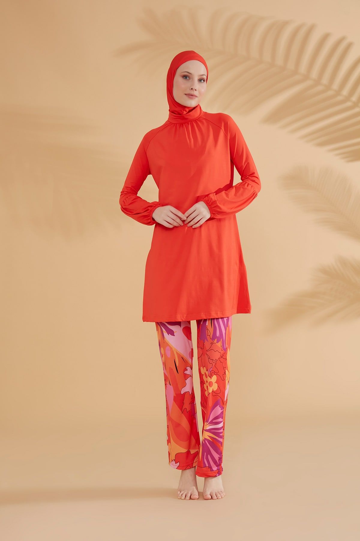 Lycra Orange Burkini Modest Swimwear M2317 Covered Burkini Swimwear La Vie Bien Lycra Orange Burkini Modest Swimwear M2317