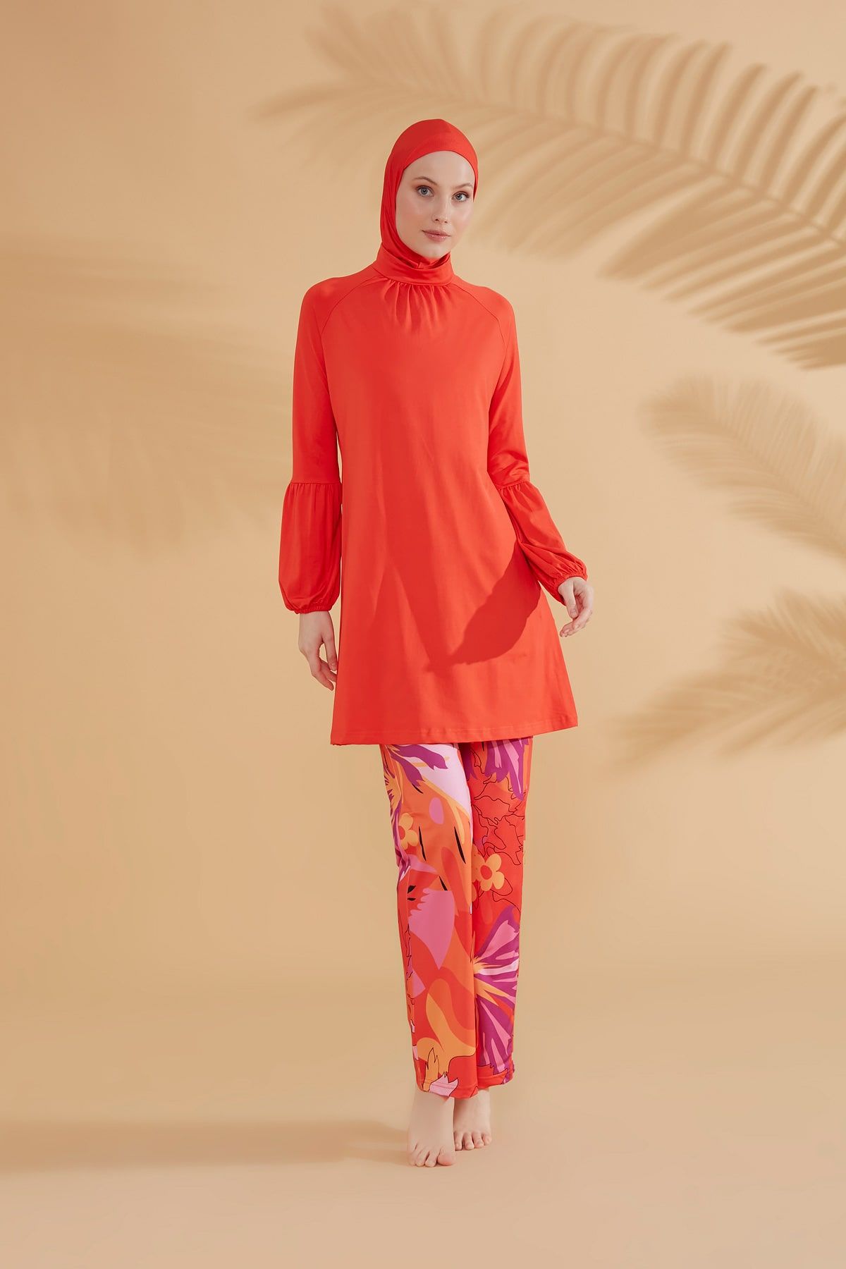 Lycra Orange Burkini Modest Swimwear M2317 Covered Burkini Swimwear La Vie Bien Lycra Orange Burkini Modest Swimwear M2317