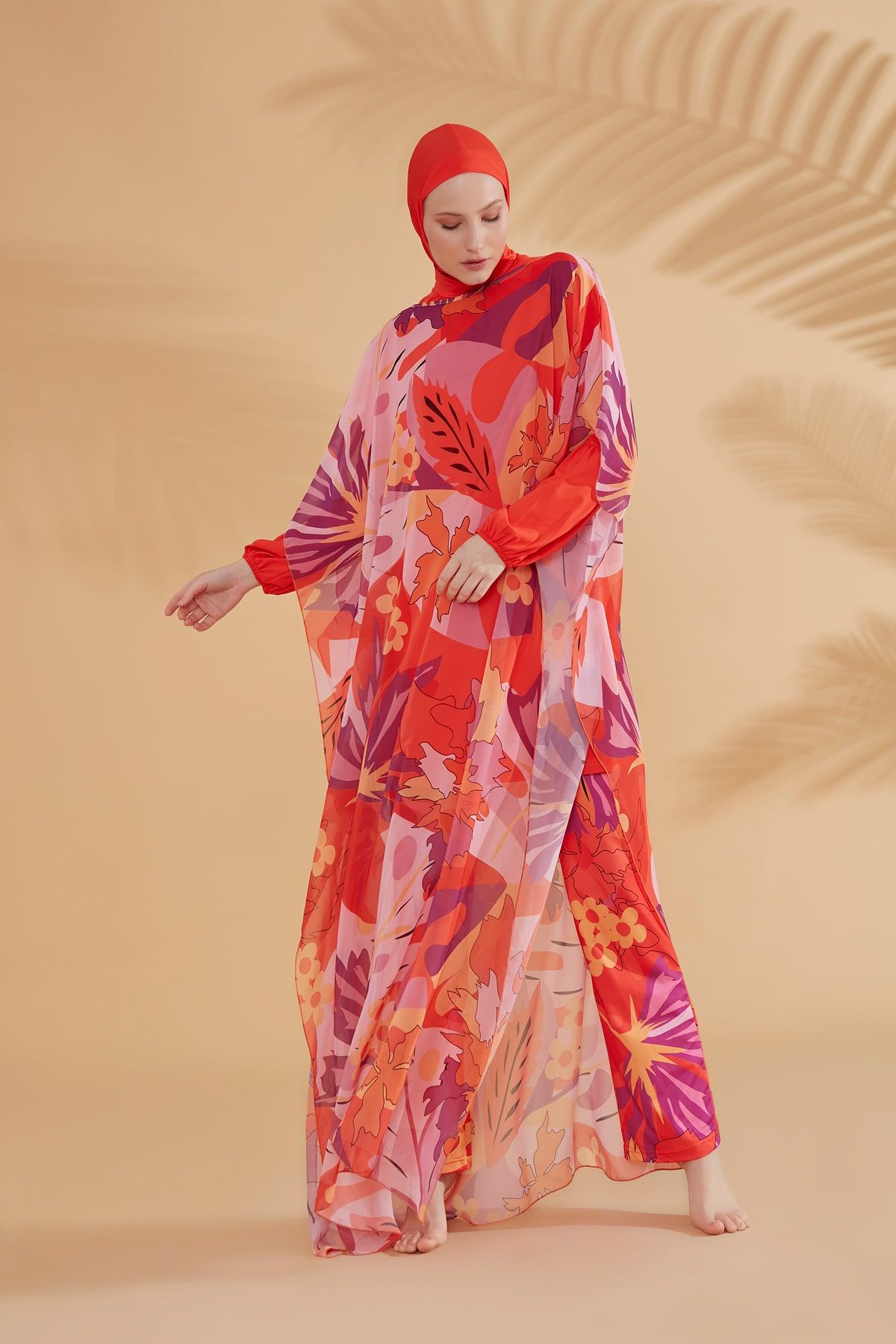 Lycra Orange Burkini Modest Swimwear M2317 Covered Burkini Swimwear La Vie Bien Lycra Orange Burkini Modest Swimwear M2317
