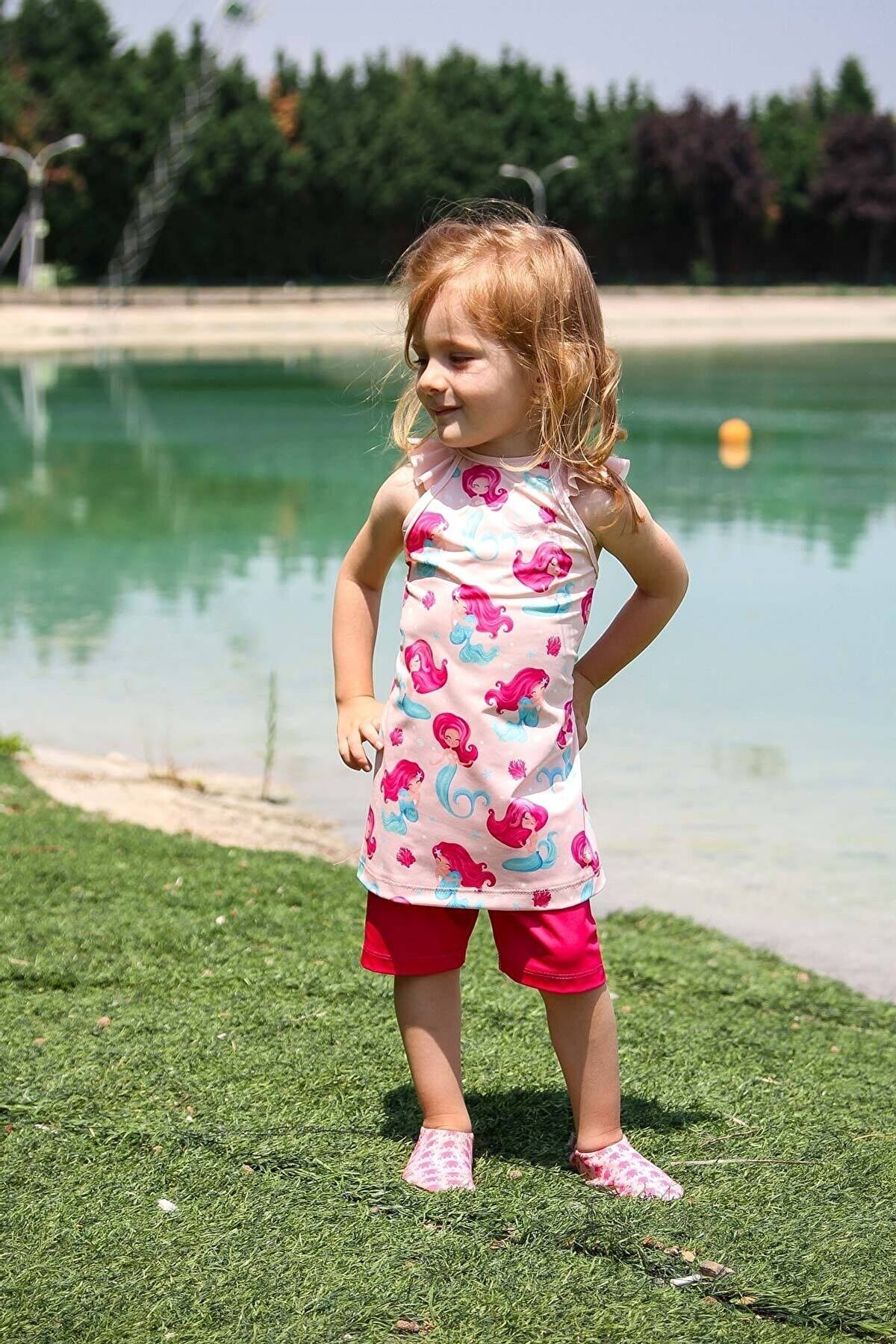 Lycra Pink Kids Swimsuit K2202 Kız Çocuk Mayo La Vie Bien Lycra Pink Kids Swimsuit K2202