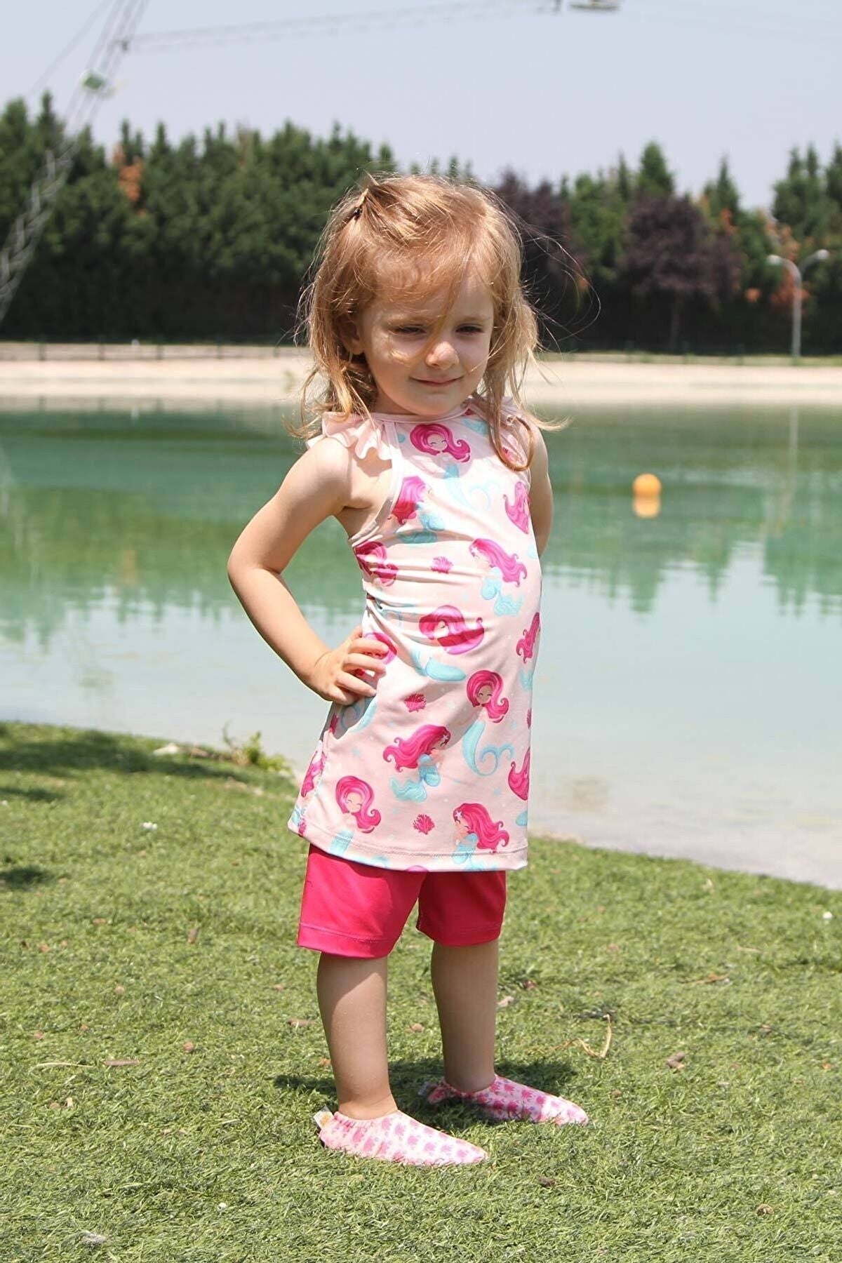 Lycra Pink Kids Swimsuit K2202 Kız Çocuk Mayo La Vie Bien Lycra Pink Kids Swimsuit K2202