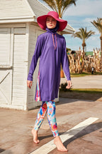 Lycra Purple Burkini Modest Swimwear M2496 Covered Burkini Swimwear La Vie Bien Lycra Purple Burkini Modest Swimwear M2496