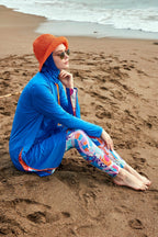 Lycra Royal Blue Burkini Modest Swimwear M2483 Covered Burkini Swimwear La Vie Bien Lycra Royal Blue Burkini Modest Swimwear M2483