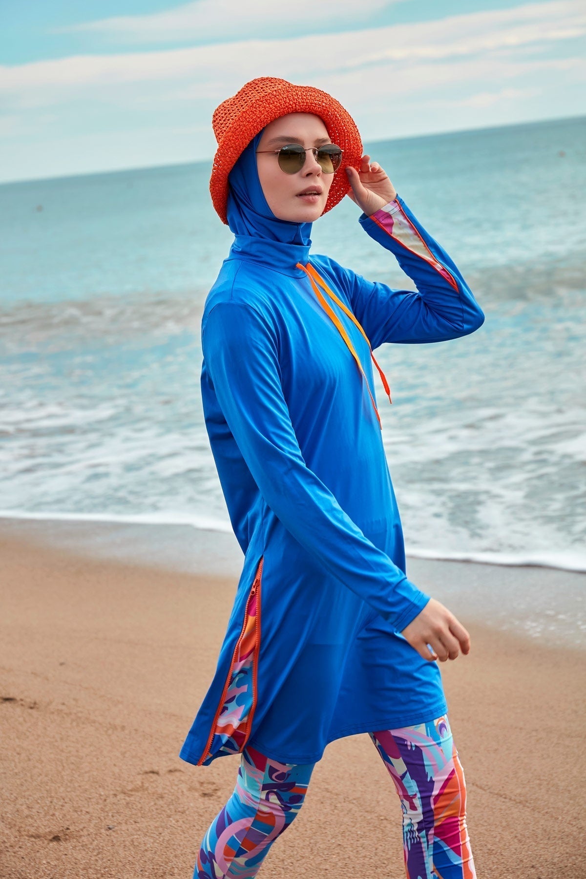 Lycra Royal Blue Burkini Modest Swimwear M2483 Covered Burkini Swimwear La Vie Bien Lycra Royal Blue Burkini Modest Swimwear M2483