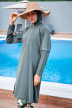 Woven Khaki Burkini Modest Swimwear M2261