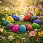 Set of 12 Multicolored Hand Painted Ukrainian Wooden Easter Eggs 2.5 Inches