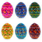 Set of 6 Miniature Ukrainian Wooden Easter Eggs Pysanky 1.5 Inches