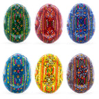 Set of 6 Traditional Ukrainian Pysanky Wooden Easter Eggs 2.5 Inches