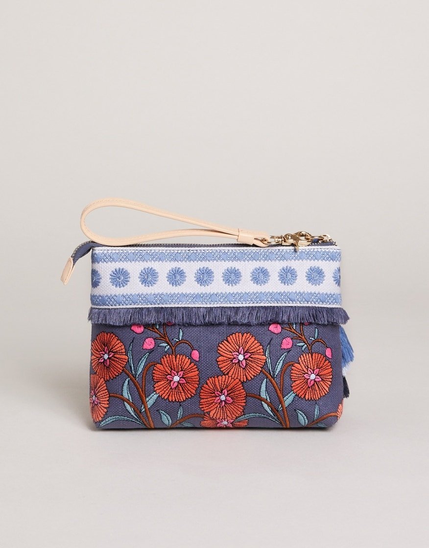 Maci Wristlet - Oyster Factory Floral Sprigs Purses & Bags La Vie Bien Maci Wristlet - Oyster Factory Floral Sprigs