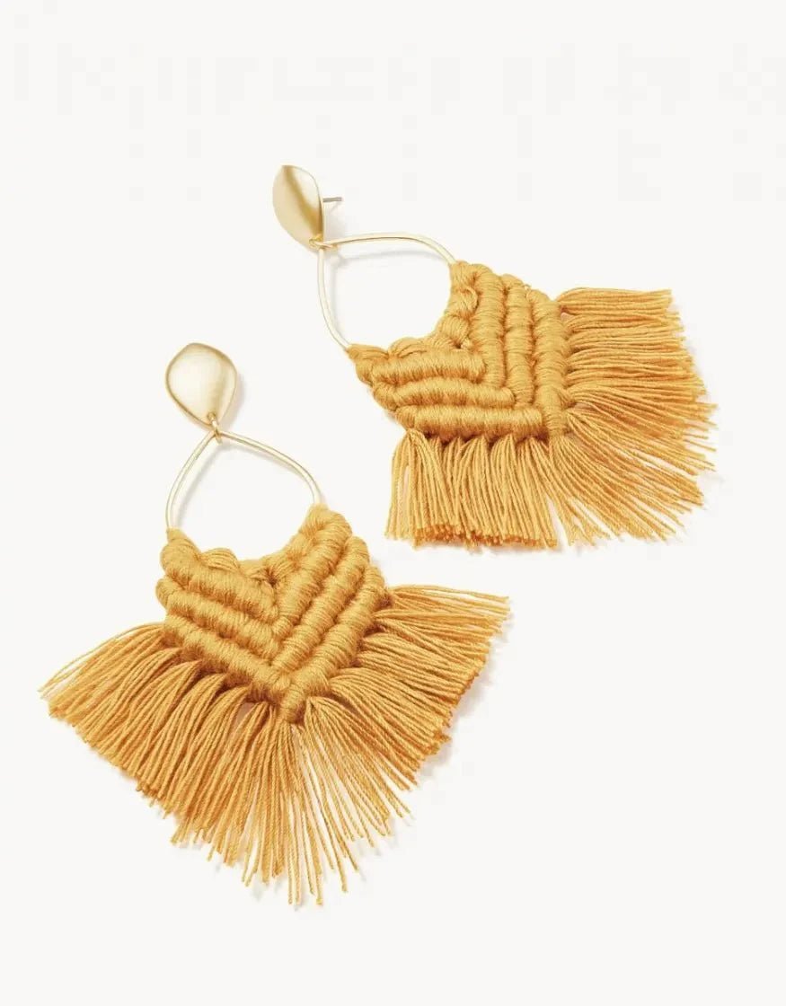 Macrame Earrings - Goldenrod Earrings La Vie Bien Macrame Earrings - Goldenrod