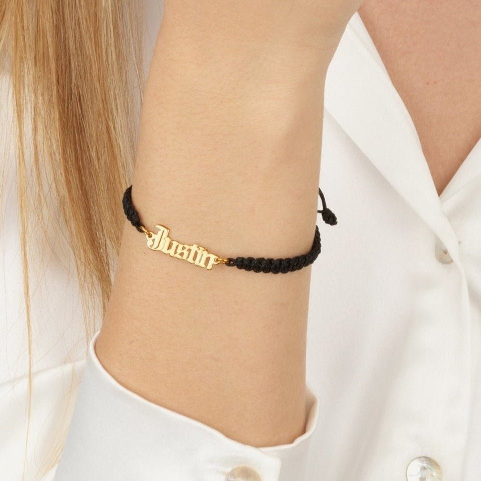 Macrame Old English Name Bracelet La Vie Bien Macrame Old English Name Bracelet