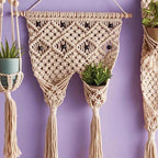 Macrame Two Pocket Plant Holder | Hanging Wall Flower Plant Hanger | 31" x 17" by The Bullish Store