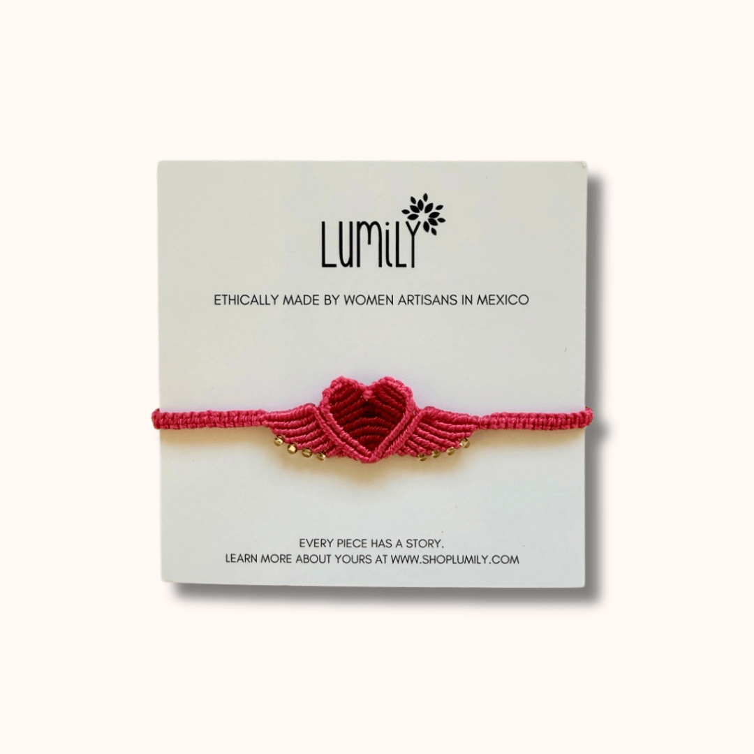 Macrame Woven Heart Wings Pull String Bracelet - Mexico Bracelets La Vie Bien Macrame Woven Heart Wings Pull String Bracelet - Mexico